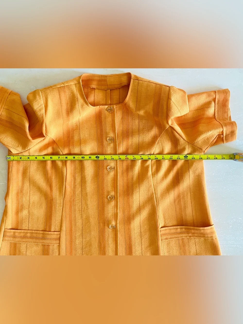 Women’s Textured Button Front Jacket Blazer Top Bright Orange Short Sleeve XXL